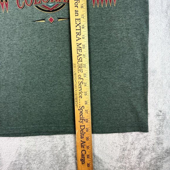 Vintage 1995 Jerzees Wild West Shirt Graphic Green Short Sleeve T-Shirt USA L - Picture 8 of 8